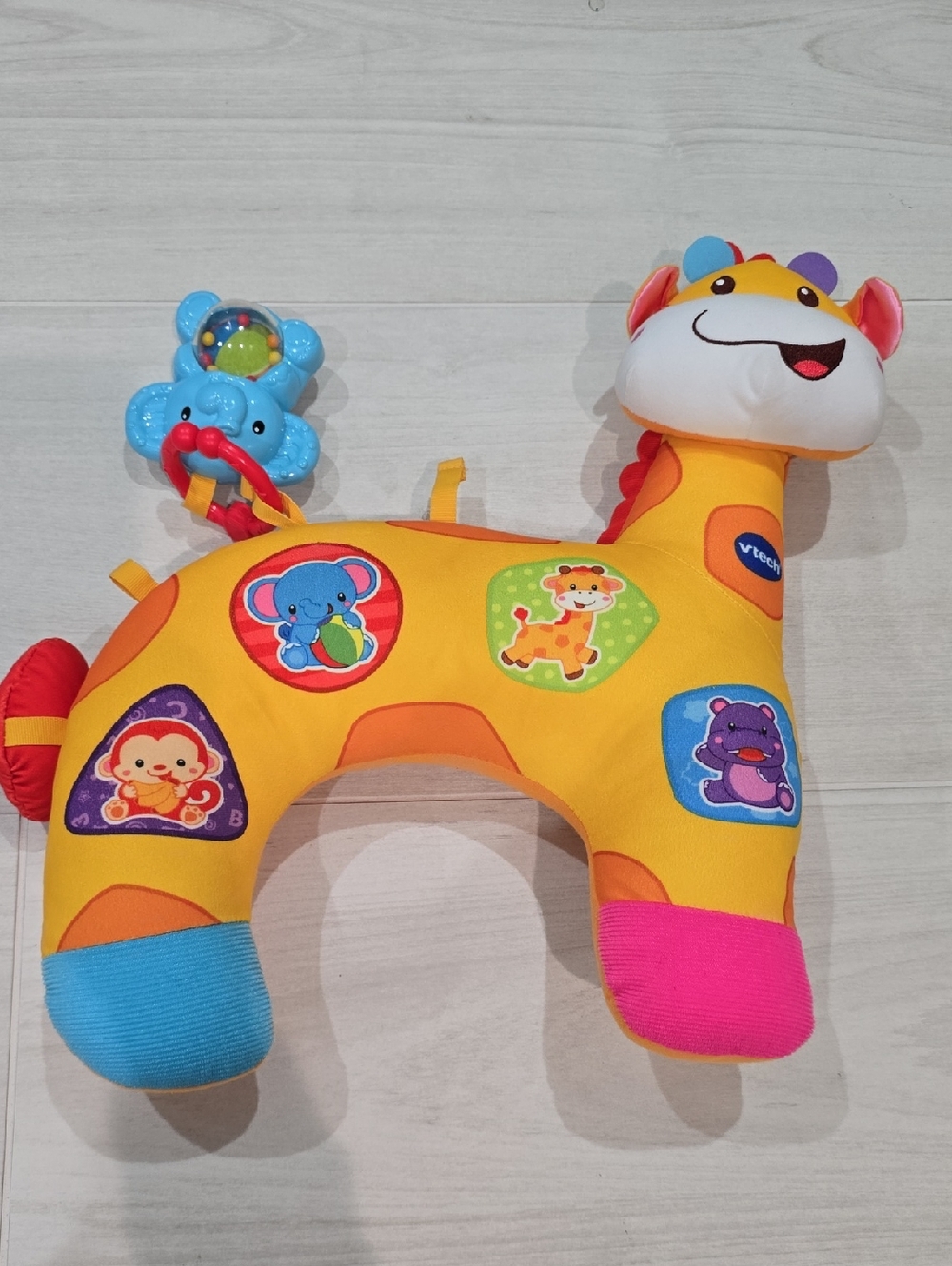 Vtech Yellow Giraffe Plush Activity Toy Tummy Time Pillow